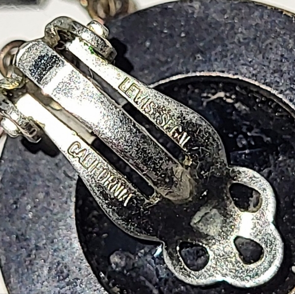 LEWIS SEGAL BLACK DANGLY CLIP EARRINGS - Picture 6 of 9